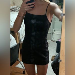 Urban Outfitters Snake Print Mini Dress, Open Back, Black, XS
